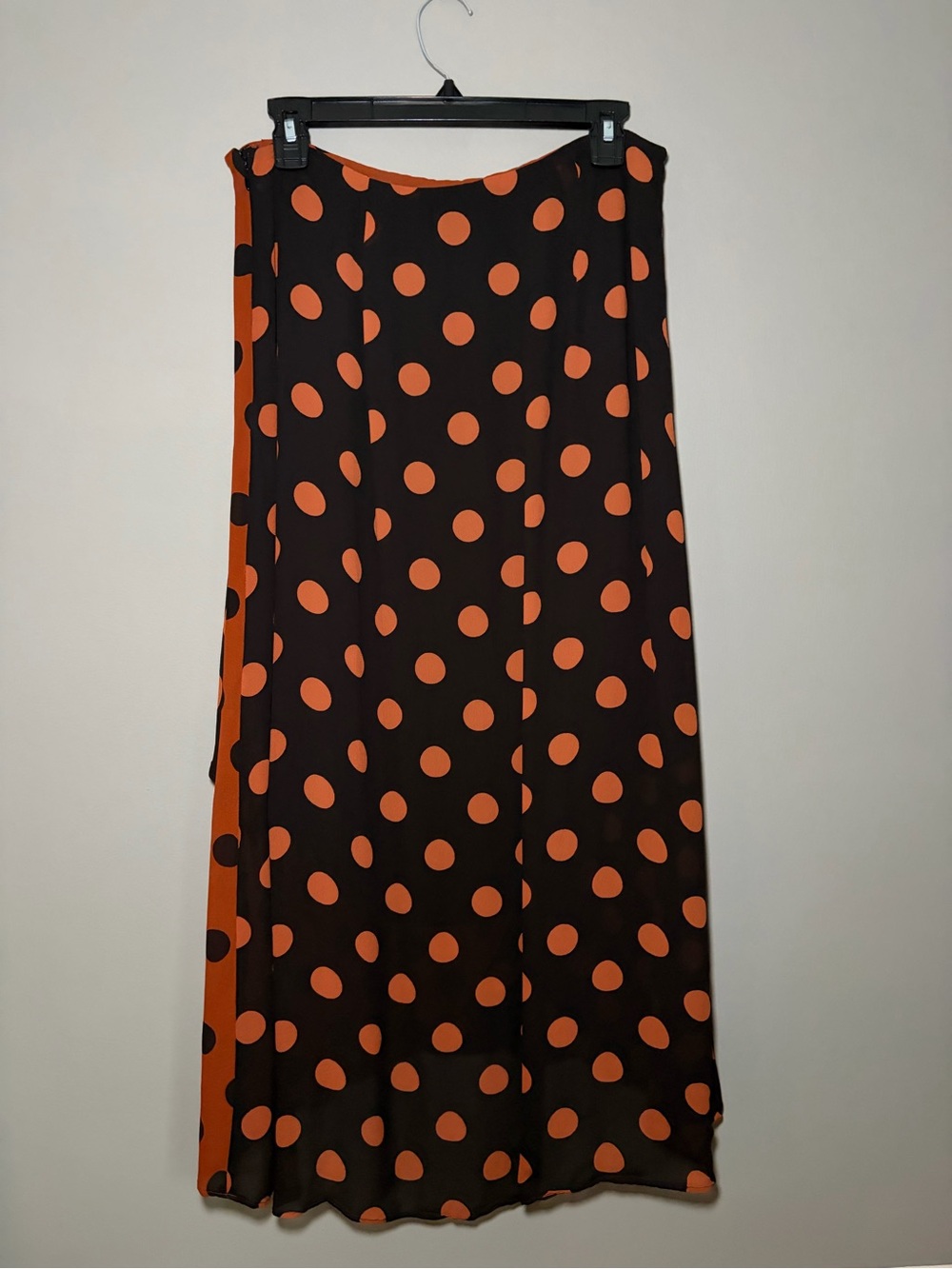 Maeve by Anthropologie Oksana Midi Skirt Orange Black Polka Dot Medium Fall - Picture 5 of 13